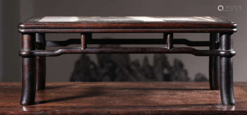 A SUANZHI WOOD TABLE EMBEDDED WITH STONE