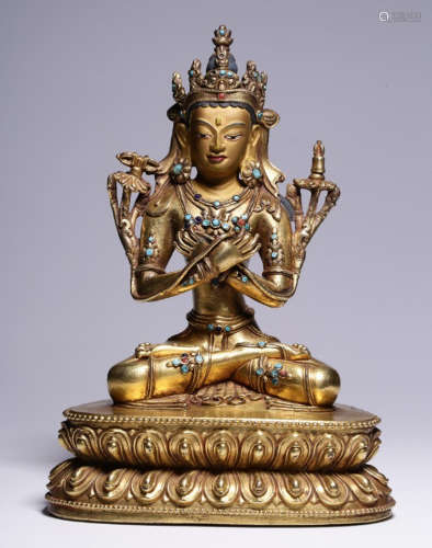 A GILT BRONZE BUDDHA STATUE