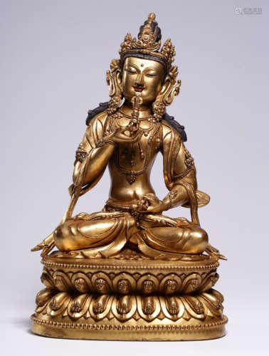 A GILT BRONZE KING KONG BUDDHA STATUE