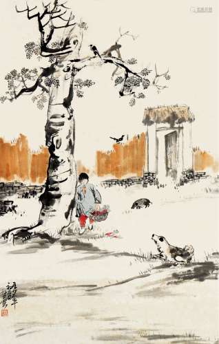 赵望云（1906-1977） 村间小景图