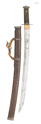 A CHINESE SWORD (DAO) WITH SILVERED IRON MOUNTS