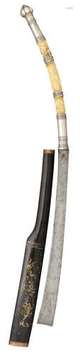 ˜A RARE SIAMESE (THAI) IVORY AND SILVER-MOUNTED SWORD