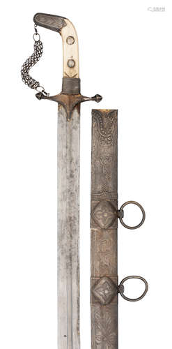 AN ARABIAN SILVER-MOUNTED SWORD