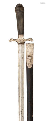 A FRENCH SILVER-MOUNTED HUNTING SWORD