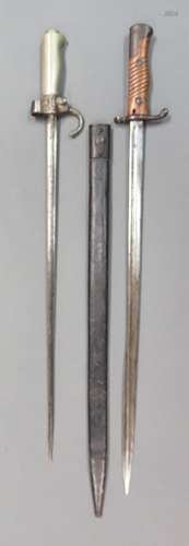 A GERMAN MODEL 1898 BAYONET AND A FRENCH LEBEL BAYONET