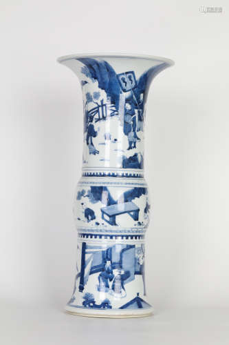 19TH Blue and white character bottle