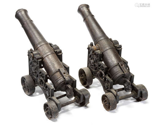 Property from the Estate of Patrick Kelly A PAIR OF IRON SALUTING CANNON, 19TH CENTURY