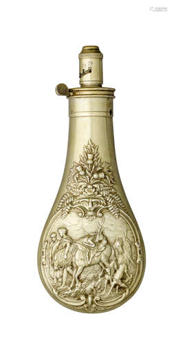 A BRITANNIA METAL FLASK BY JAMES DIXON & SONS