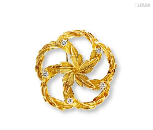 蒂芙尼（Tiffany & Co.）18K黄金钻石花形胸针