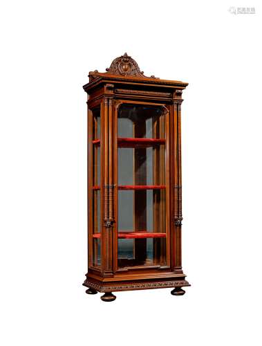 1880年制 梅森·拉兰德（Maison Lalande）设计胡桃木花卉藤叶饰风格边柜