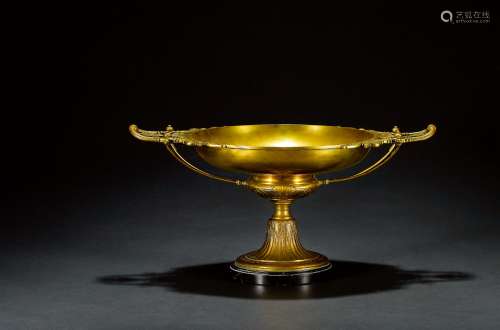 十九世纪制 全铜古罗马神话人物纹饰圣杯式果盘