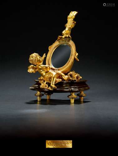 刘易斯-奥古斯特·莫罗 铜鎏金天使镜面摆件
