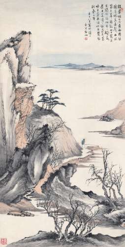 申石伽（1906～2001） 秋山观水图