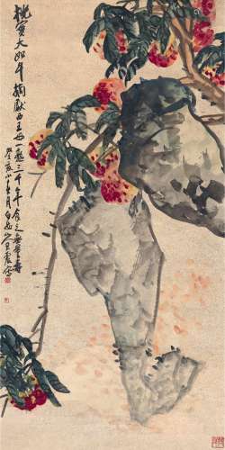 王 震（1867～1938） 桃实贺寿图