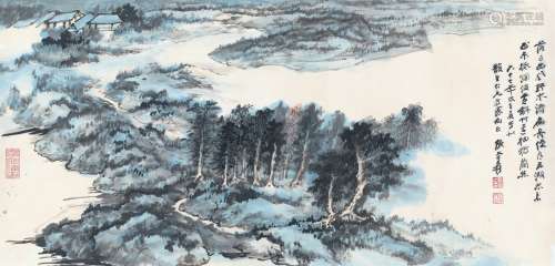 张大千（1899～1983） 湖舍烟波图