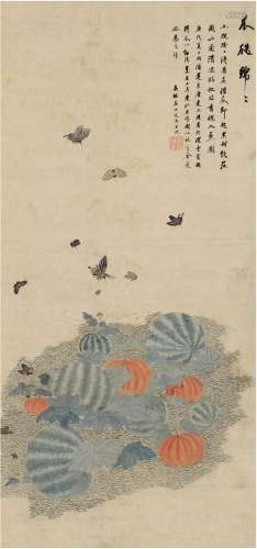 潘恭寿（1741～1800后）画，王文治（1730～1802）题 瓜瓞绵绵图