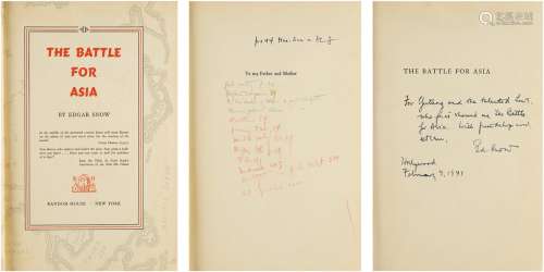 埃德加·斯诺（Edgar Snow，1905～1972）签赠、林语堂（1894～1976）批阅 《为亚洲而战》初版初印本