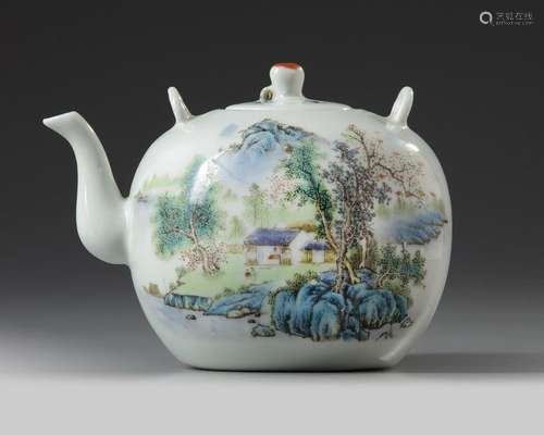 A CHINESE FAMILLE ROSE TEAPOT AND COVER, CHINA, 20…