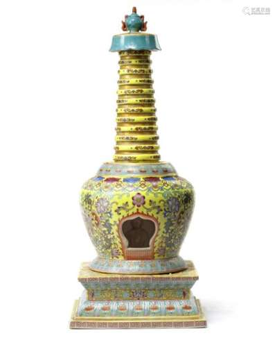 A CHINESE FAMILLE ROSE STUPA, CHINA, QING DYNASTY …