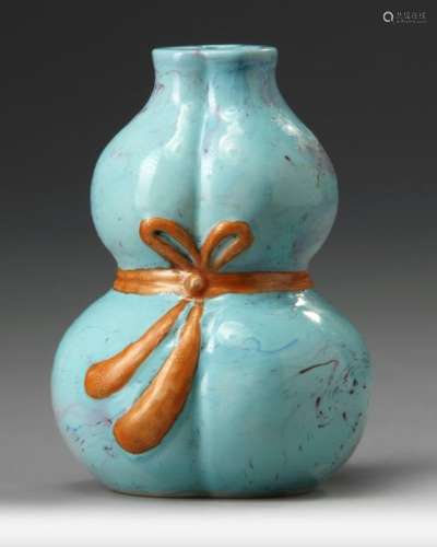 A CHINESE 'ROBINS EGG' DOUBLE GOURD VASE, CHINA, 1…
