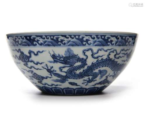 A CHINESE BLUE AND WHITE BOWL