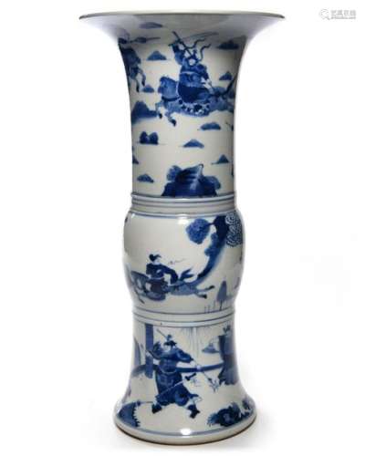 A CHINESE BLUE AND WHITE GU VASE