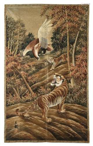 A CHINESE TIGER RUG, 20TH CENTURY