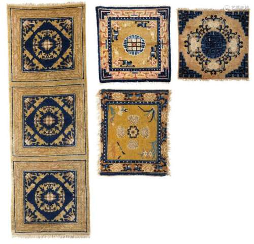FOUR CHINESE WOOL RUGS, 20TH CENTURY