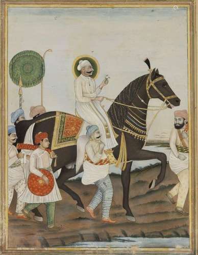 A RAJA ON PARADE, NORTH INDIA, AWADH, 19TH CENTURY