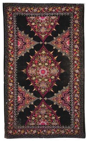 AN OTTOMAN EMBROIDERED HAINGING PANEL, 19TH CENTUR…