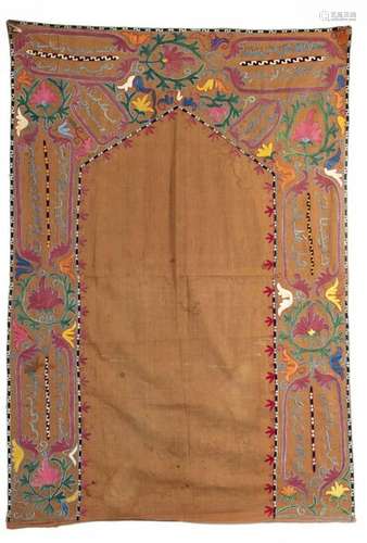 AN UZBEKI EMBROIDERY HANGING PANEL,CENTRAL ASIA, 1…