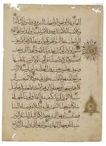 AN OTTOMAN QURAN LEAF, 17TH CENTURY