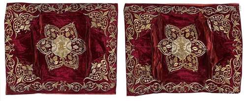 A PAIR OF OTTOMAN EMBROIDERED PILLOW CASES, TURKEY…