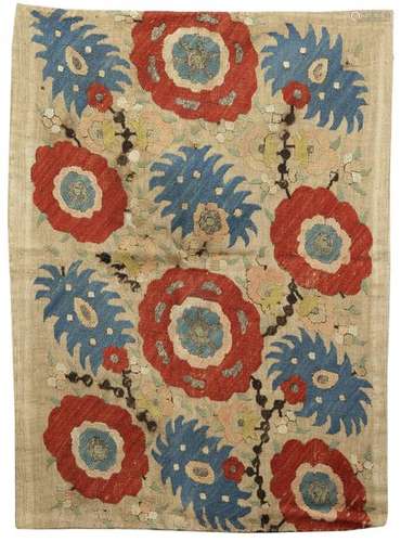 AN OTTOMAN EMBROIDERED LINEN PANEL, TURKEY ANATOLI…