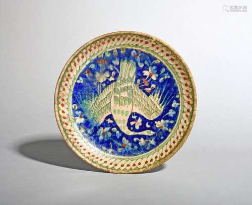 A QAJAR POTTERY DISH, IRAN,19TH CENTURY