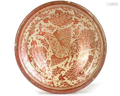 A HISPANO MORESQUE COPPER LUSTRE CIRCULAR DISH, 17…