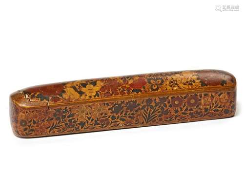 A QAJAR LACQUER PAPIER MACHÉ PEN CASE (QALAMDAN), …