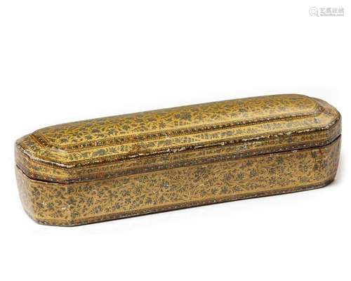 A QAJAR LACQUER PAPIER MACHÉ PENBOX (QALAMDAN), PE…