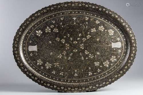 A MUGHAL OVAL SHAPED BIDRI TRAY, INDIA, 19TH 20TH …