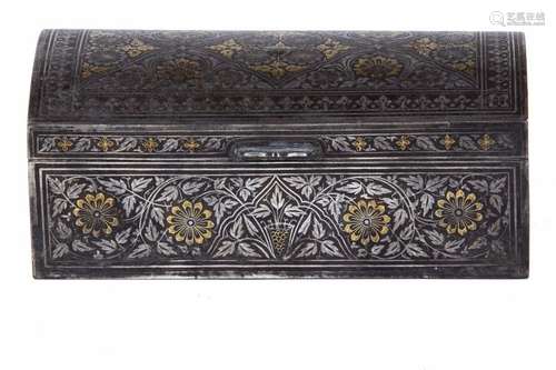 AN INDIAN GILT DECORATED METAL BOX, INDIA, CIRCA 1…