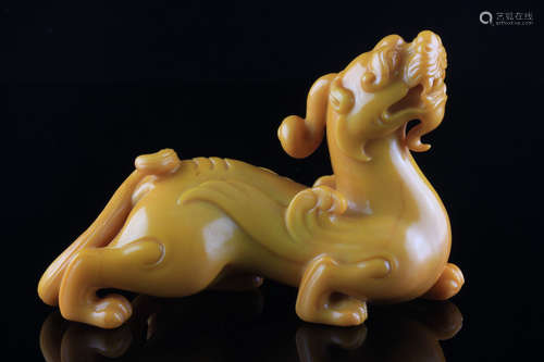 A Chinese Hetian Jade Carved Beast Ornament