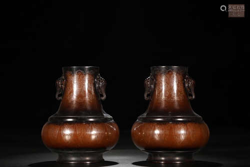 A Pair of Chinese Filigreework Copper Vase