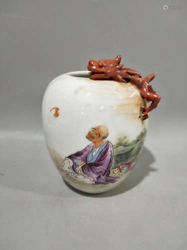 A Chinese Arhat Painted Porcelain Jar