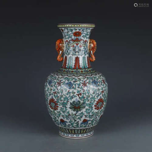 A Chinese Doucai Floral Porcelain Vase