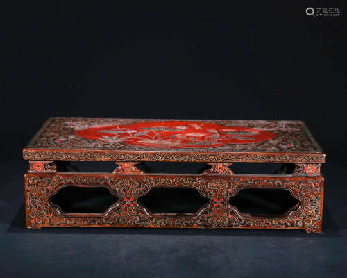 A Chinese Lotus Pattern Lacquerware Small Table