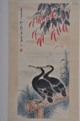 A Chinese Flower&bird Painting Scroll, Tang Yun Mark