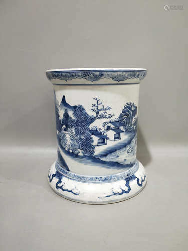 A Chinese Blue and White Dragon Pattern Porcelain Brush Pot