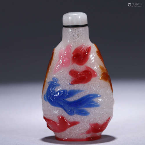 A Chinese Five Colors Glassware Snuff Bottle