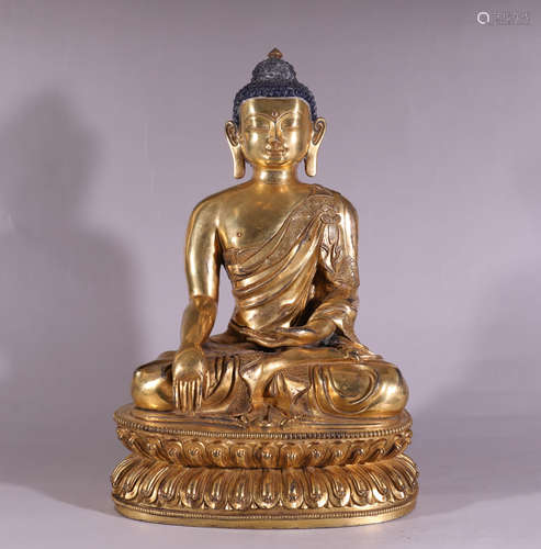 A Chinese Gild Copper Statue of Sakyamuni