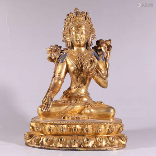 A Chinese Gild Copper Statue of Tara